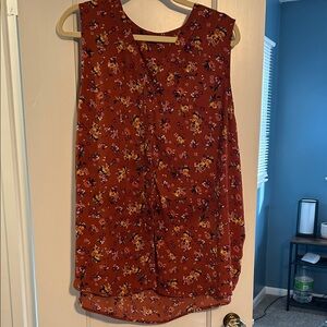 Maurices Floral Sleeveless Blouse - Rust
